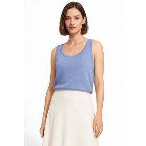 St John Sport Periwinkle Blue Knit Tank Top Size L Wool Rayon